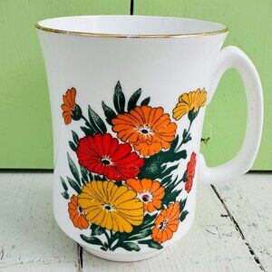 Vintage Crown Sterling England Floral Coffee Mug, Retro Flowers Cup